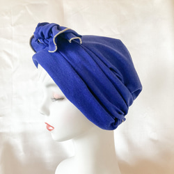 晴れやかブルー2023 ターバン風　ケアキャップ　ケア帽子　医療用帽子　母の日プレゼント 3枚目の画像