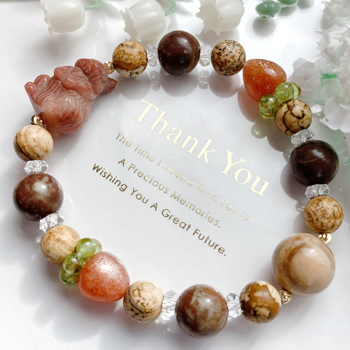 アラシャン瑪瑙 麒麟 アルーシャサンストーン ブレスレット アラシャン瑪瑙 麒麟 アルーシャサンストーン ブレスレット