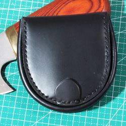 人気NO１最新本革極厚 半円型（馬蹄型）小銭入れコインケース手縫い　紳士ブラック 2枚目の画像