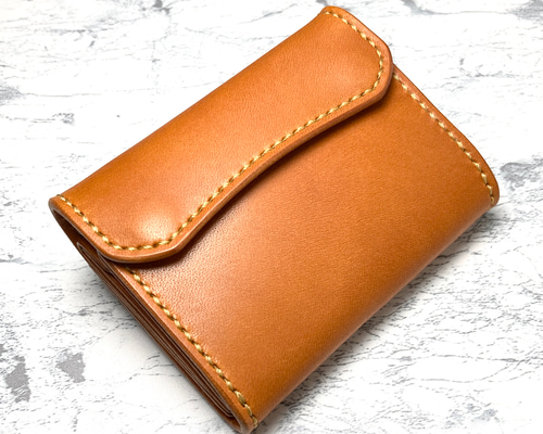 栃木レザー 三つ折り財布 本革 コンパクト財布 キャメル 小さい財布 革財布 暮らしに馴染む三つ折り財布｜本革 栃木レザー ミニ財布 キャメル