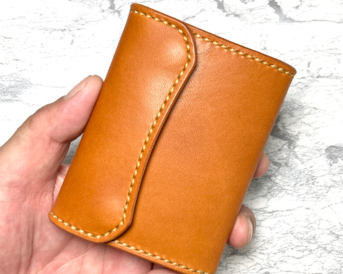 暮らしに馴染む三つ折り財布｜本革 栃木レザー ミニ財布 キャメル