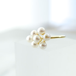 【送料無料】pearl flower free ring 3枚目の画像