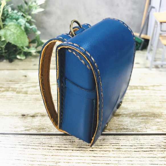 本革製ミニランドセルのバッグチャーム　　　青色 12枚目の画像