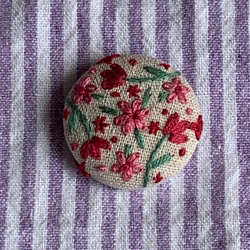 刺繍ヘアゴム/ブローチ　花いっぱい　赤 2枚目の画像