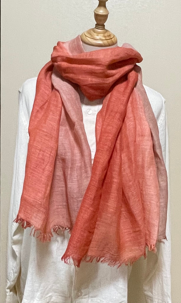 茜染めグラデーションストール