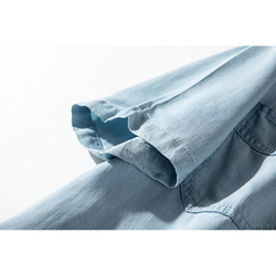テンセルデニムシャツ　半袖デニムシャツ　柔らかい水洗いデニム　ライトブルー　M-XLサイズL188 6枚目の画像