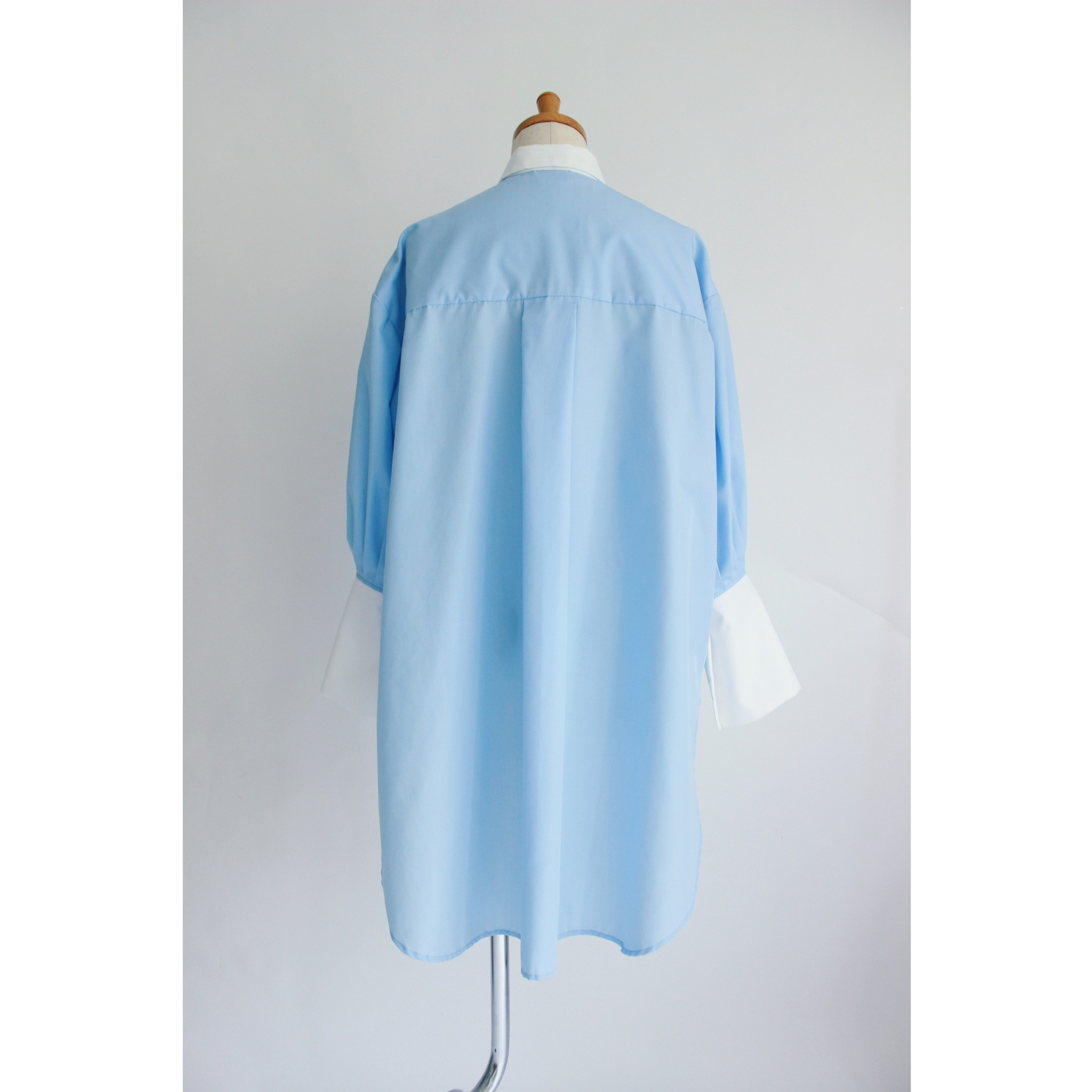オーバーサイズシャツ【Over size shirt】Bicolor White×Light blue