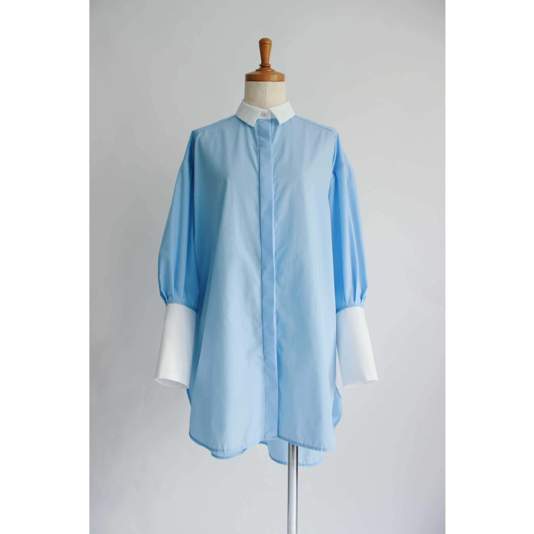 オーバーサイズシャツ【Over size shirt】Bicolor White×Light blue