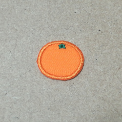 縁取り刺繍みかんワッペン/食べ物 ミカン 蜜柑 ワッペン・アップリケ