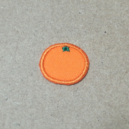縁取り刺繍みかんワッペン/食べ物 ミカン 蜜柑 ワッペン・アップリケ