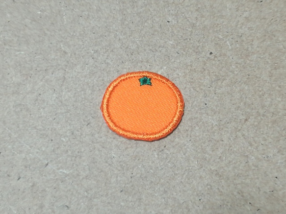 縁取り刺繍みかんワッペン/食べ物 ミカン 蜜柑 ワッペン・アップリケ