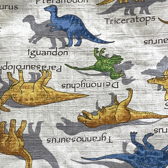 恐竜好きな方へ巾着袋　25×20 ループ、撥水加工裏付き　　グレー 3枚目の画像
