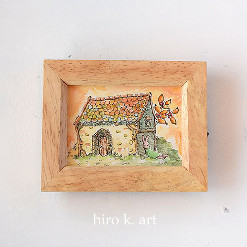 ミニ原画 * レンガ屋根の家* イラスト hiro k. 通販 15751564