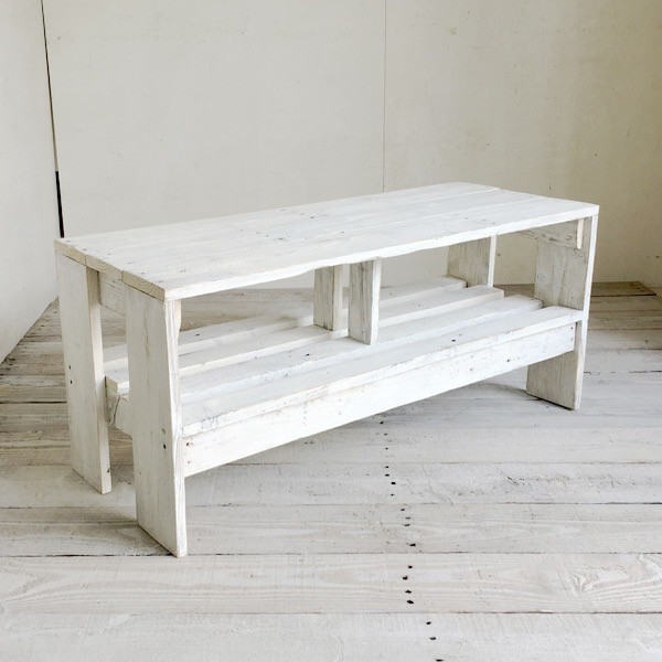 リサイクルウッド☆幅90cmローボード ホワイト　RW0019WT