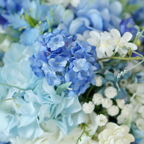 爽やか紫陽花ブーケ ウェディングブーケ ブートニアセット