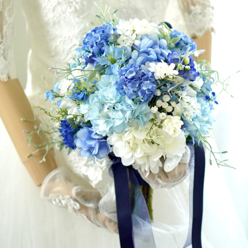 紫陽花造花ブーケ・ブートニアセット （グリーン紫陽花の