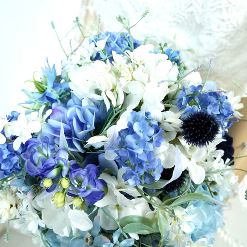 紫陽花造花ブーケ・ブートニアセット （グリーン紫陽花の