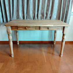 カントリー木工　家具　ろくろ脚のハーフラウンドテーブル カントリー木工家具ろくろ脚のハーフラウンドテーブル