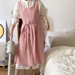 ハンドメイド　エプロン　ワンピース　ワンショルダー　くすみピンク　親子リンク ハンドメイド エプロン ワンピース ワンショルダー くすみピンク