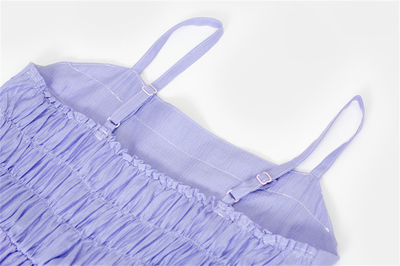 甜心香芋紫 可調節夏日細肩帶洋裝 後背高彈力鬆緊氛圍感連身裙 第4張的照片