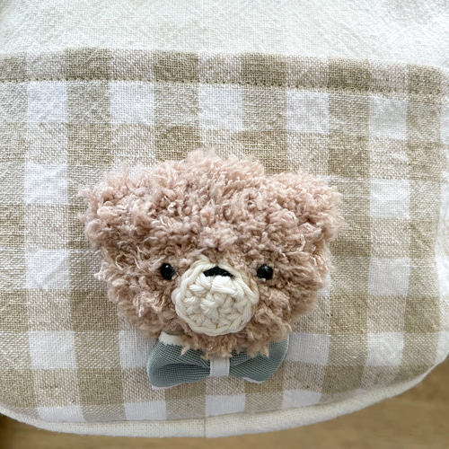 くまちゃん子供用ポシェット チェック ハンカチやポケットティッシュの  