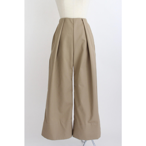 タックワイドパンツ【Tuck wide pants】Beige 2枚目の画像