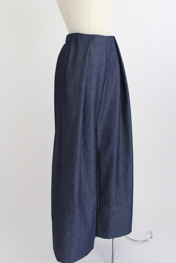 デニムタックワイドパンツ【Denim Tuck wide pants】Indigo 3枚目の画像