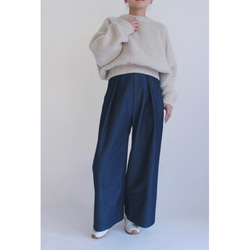 デニムタックワイドパンツ【Denim Tuck wide pants】Indigo 1枚目の画像