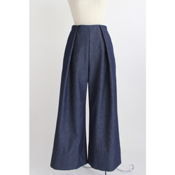 デニムタックワイドパンツ【Denim Tuck wide pants】Indigo 2枚目の画像