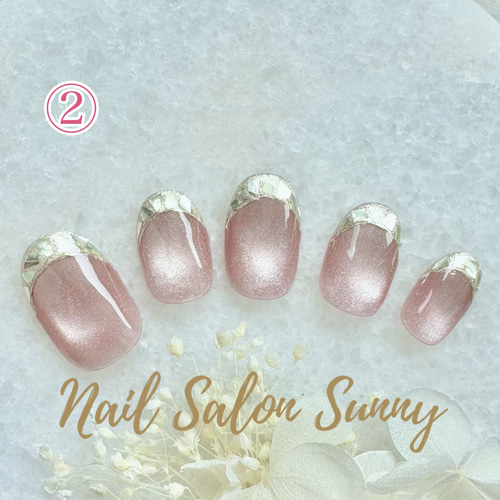 ネイルチップ＊ マグネットネイル/ガラスフレンチ/ブライダル/大人