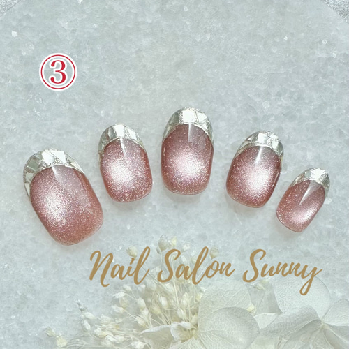 ネイルチップ＊ マグネットネイル/ガラスフレンチ/ブライダル/大人