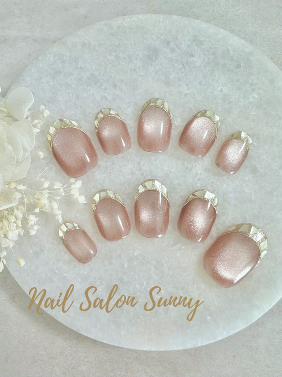 ネイルチップ＊ マグネットネイル/ガラスフレンチ/ブライダル/大人