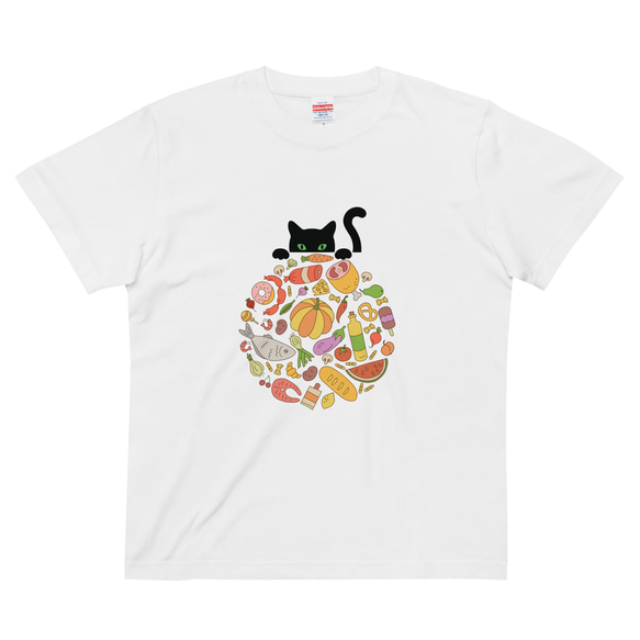 猫とゴハン コットンTシャツ：送料無料 2枚目の画像