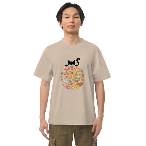 猫とゴハン コットンTシャツ：送料無料 3枚目の画像