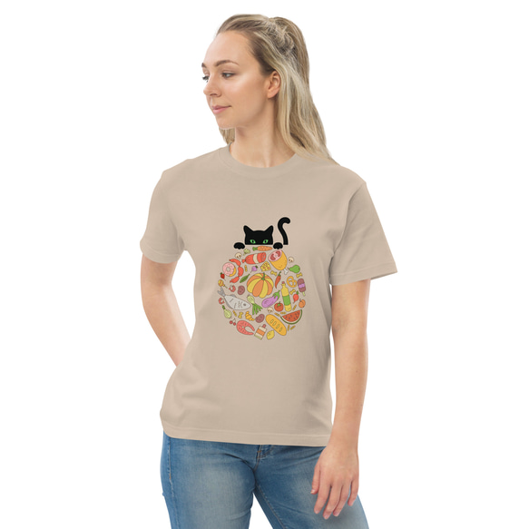 猫とゴハン コットンTシャツ：送料無料 4枚目の画像