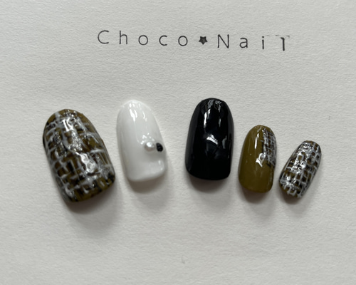 #001 ツイードネイル　ネイルチップ 1_e698590259d539ce7f114ed87359