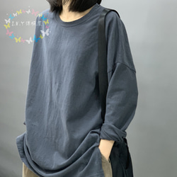 5色　長袖Tシャツ ラウンドネックプルオーバーTシャツ  レディース  トップス コットン シャツ ゆったり 1枚目の画像