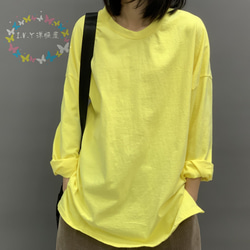 5色　長袖Tシャツ ラウンドネックプルオーバーTシャツ  レディース  トップス コットン シャツ ゆったり 4枚目の画像