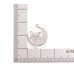 PDT-2681-R【2個入り】ムーン ネコペンダント,Moon Cat Pendant/15mmx19.2mm 5枚目の画像