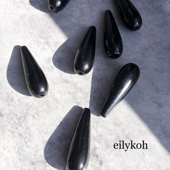 BE8B/4個/ブラック ロングドロップビーズ ビーズ eilykoh-parts 通販