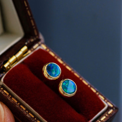 天然オパール ミニサイズピアスk18 ピアス（スタッド・一粒） パール