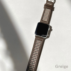 Apple Watch 千鳥格子レザーベルト 全サイズ対応 3枚目の画像