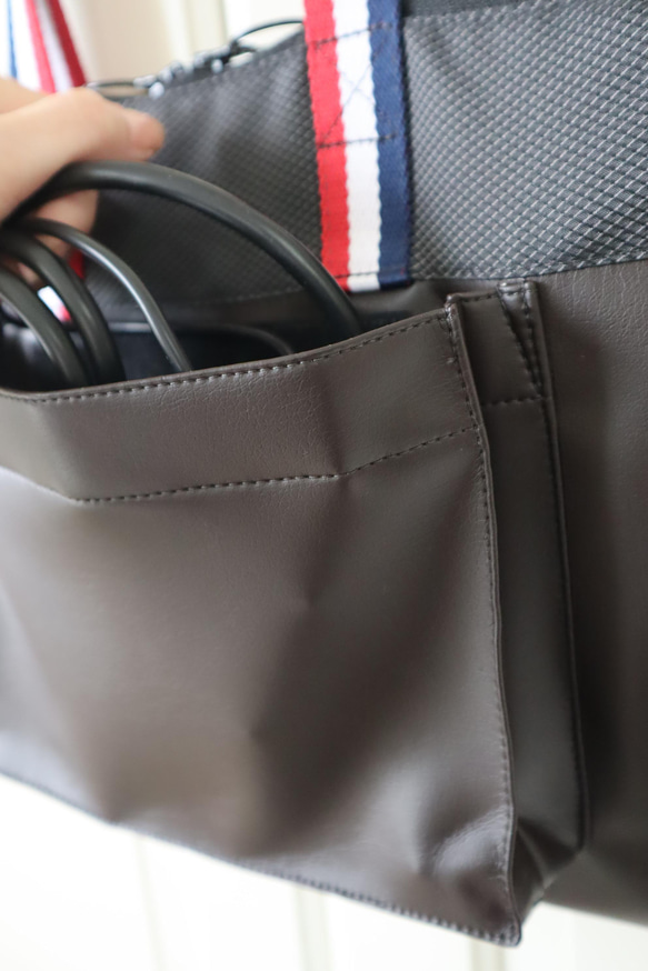 黒革ー専用タブレットPCバッグ（アダプターポケット付き）学校用品ーとても軽い本格合皮素材茶色 8枚目の画像