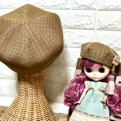 【ドールと私のお揃い帽子】麦わら風ベレー帽　レディースMサイズ 5枚目の画像