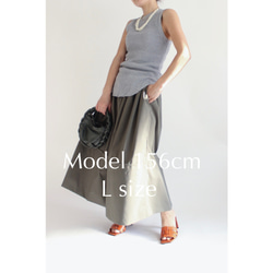 ◆選べるスカート丈 ギャザーボリュームスカート【Gather volume skirt】Khaki 10枚目の画像