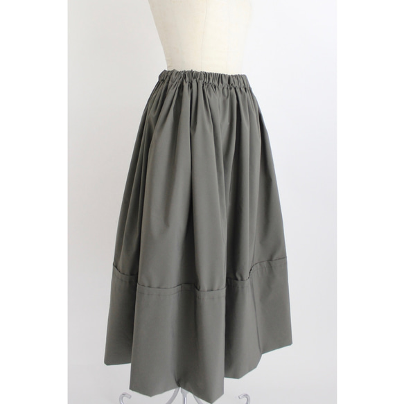 ◆選べるスカート丈 ギャザーボリュームスカート【Gather volume skirt】Khaki 3枚目の画像