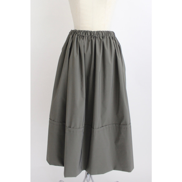 ◆選べるスカート丈 ギャザーボリュームスカート【Gather volume skirt】Khaki 2枚目の画像