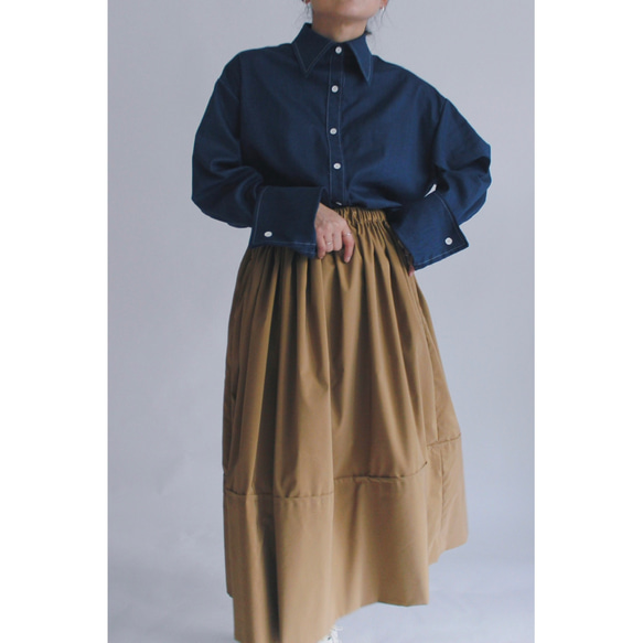 ◆選べるスカート丈 ギャザーボリュームスカート【Gather volume skirt】Beige 2枚目の画像