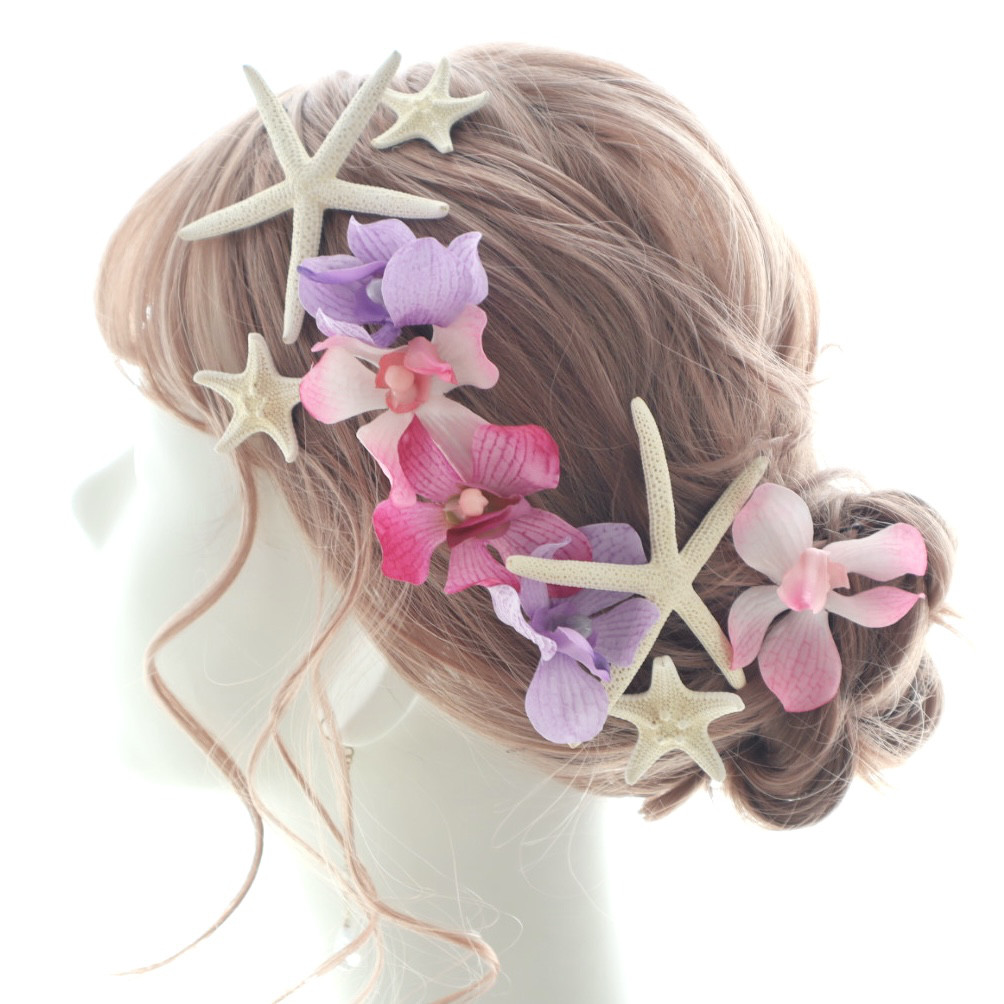 ヘッドドレス 髪飾り ヘッドパーツ ラン ヒトデ シェル パール