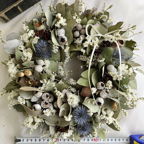 ドライフラワー リース グリーンリース ユーカリとエリンジューム